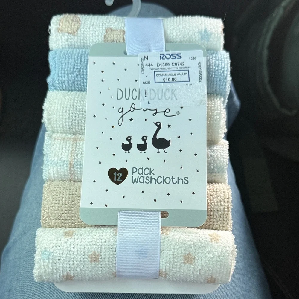 12-Pack Baby Washcloths - Cream, Light Blue, Tan